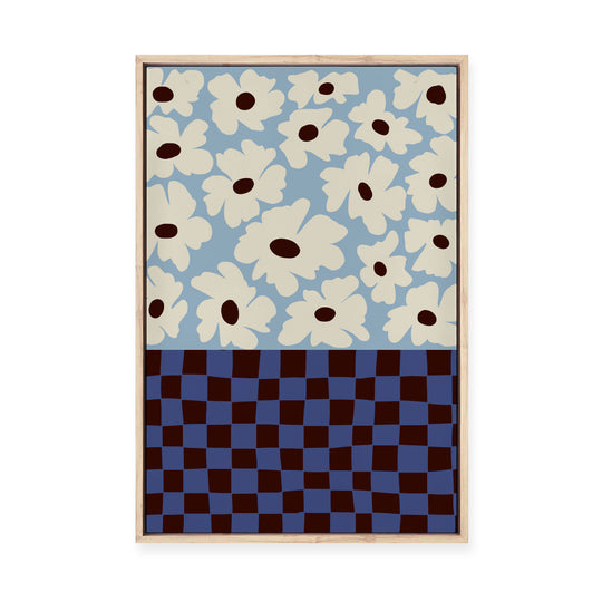 Flowers Checkerboard | Framed Canvas